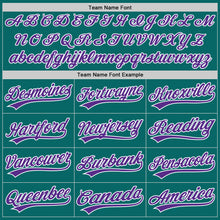 Load image into Gallery viewer, Custom Teal Purple-White Two-Button Unisex Softball Jersey
