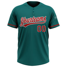 Charger l&#39;image dans la galerie, Custom Teal Red-White Two-Button Unisex Softball Jersey
