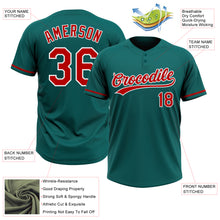 Load image into Gallery viewer, Custom Teal Red-White Two-Button Unisex Softball Jersey
