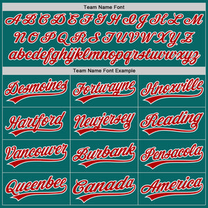 Custom Teal Red-White Two-Button Unisex Softball Jersey