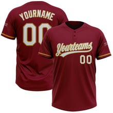 Charger l&#39;image dans la galerie, Custom Crimson White-Old Gold Two-Button Unisex Softball Jersey
