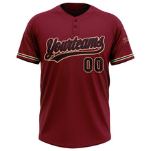 Загрузить изображение в средство просмотра галереи, Custom Crimson Black-City Cream Two-Button Unisex Softball Jersey
