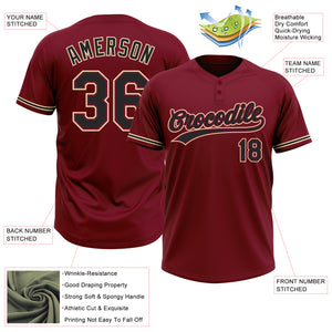 Custom Crimson Black-City Cream Two-Button Unisex Softball Jersey