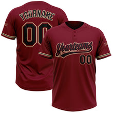 Загрузить изображение в средство просмотра галереи, Custom Crimson Black-City Cream Two-Button Unisex Softball Jersey
