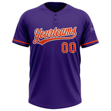 Laden Sie das Bild in den Galerie-Viewer, Custom Purple Orange-White Two-Button Unisex Softball Jersey
