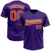 Charger l&#39;image dans la galerie, Custom Purple Orange-White Two-Button Unisex Softball Jersey
