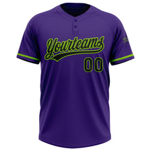 Charger l&#39;image dans la galerie, Custom Purple Black-Neon Green Two-Button Unisex Softball Jersey
