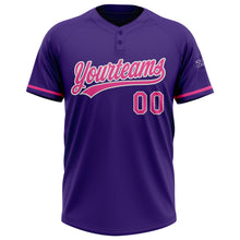 Загрузить изображение в средство просмотра галереи, Custom Purple Pink-White Two-Button Unisex Softball Jersey
