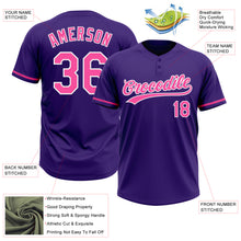 Laden Sie das Bild in den Galerie-Viewer, Custom Purple Pink-White Two-Button Unisex Softball Jersey
