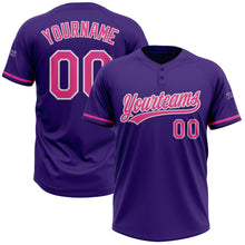 Загрузить изображение в средство просмотра галереи, Custom Purple Pink-White Two-Button Unisex Softball Jersey
