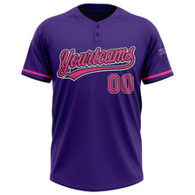 Charger l&#39;image dans la galerie, Custom Purple Pink-Black Two-Button Unisex Softball Jersey
