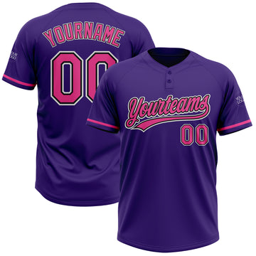 Custom Purple Pink-Black Two-Button Unisex Softball Jersey