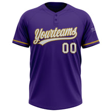 Charger l&#39;image dans la galerie, Custom Purple White-Old Gold Two-Button Unisex Softball Jersey
