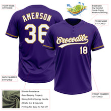 Charger l&#39;image dans la galerie, Custom Purple White-Old Gold Two-Button Unisex Softball Jersey
