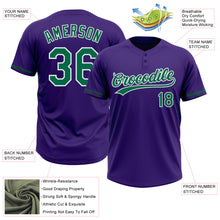 Загрузить изображение в средство просмотра галереи, Custom Purple Kelly Green-White Two-Button Unisex Softball Jersey
