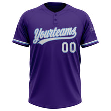 Загрузить изображение в средство просмотра галереи, Custom Purple White-Light Blue Two-Button Unisex Softball Jersey
