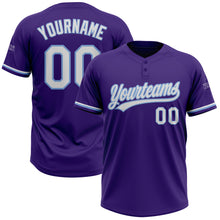 Charger l&#39;image dans la galerie, Custom Purple White-Light Blue Two-Button Unisex Softball Jersey
