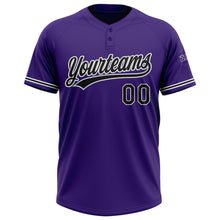 Charger l&#39;image dans la galerie, Custom Purple Black-White Two-Button Unisex Softball Jersey
