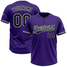 Загрузить изображение в средство просмотра галереи, Custom Purple Black-White Two-Button Unisex Softball Jersey
