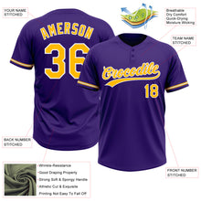 Загрузить изображение в средство просмотра галереи, Custom Purple Gold-White Two-Button Unisex Softball Jersey
