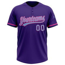 Charger l&#39;image dans la galerie, Custom Purple Light Blue-Pink Two-Button Unisex Softball Jersey
