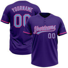 Charger l&#39;image dans la galerie, Custom Purple Light Blue-Pink Two-Button Unisex Softball Jersey
