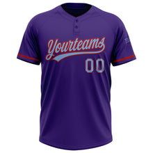 Charger l&#39;image dans la galerie, Custom Purple Light Blue-Red Two-Button Unisex Softball Jersey
