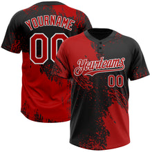 Загрузить изображение в средство просмотра галереи, Custom Red Black-White 3D Pattern Abstract Brush Stroke Two-Button Unisex Softball Jersey
