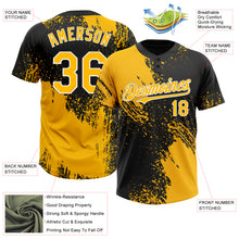 Charger l&#39;image dans la galerie, Custom Gold Black-White 3D Pattern Abstract Brush Stroke Two-Button Unisex Softball Jersey
