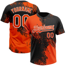 Загрузить изображение в средство просмотра галереи, Custom Orange Black-White 3D Pattern Abstract Brush Stroke Two-Button Unisex Softball Jersey
