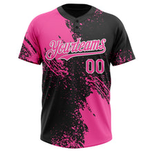 Загрузить изображение в средство просмотра галереи, Custom Pink Black-White 3D Pattern Abstract Brush Stroke Two-Button Unisex Softball Jersey
