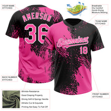 Загрузить изображение в средство просмотра галереи, Custom Pink Black-White 3D Pattern Abstract Brush Stroke Two-Button Unisex Softball Jersey
