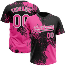 Загрузить изображение в средство просмотра галереи, Custom Pink Black-White 3D Pattern Abstract Brush Stroke Two-Button Unisex Softball Jersey
