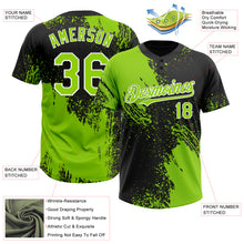 Загрузить изображение в средство просмотра галереи, Custom Neon Green Black-White 3D Pattern Abstract Brush Stroke Two-Button Unisex Softball Jersey
