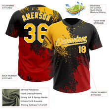 Загрузить изображение в средство просмотра галереи, Custom Black Gold-Red 3D Pattern Abstract Brush Stroke Two-Button Unisex Softball Jersey
