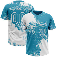 Загрузить изображение в средство просмотра галереи, Custom White Panther Blue 3D Pattern Abstract Brush Stroke Two-Button Unisex Softball Jersey
