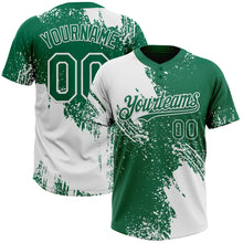 Load image into Gallery viewer, Custom White Kelly Green 3D Pattern Abstract Brush Stroke Two-Button Unisex Softball Jersey
