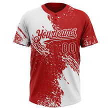 Загрузить изображение в средство просмотра галереи, Custom White Red 3D Pattern Abstract Brush Stroke Two-Button Unisex Softball Jersey
