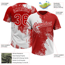 Загрузить изображение в средство просмотра галереи, Custom White Red 3D Pattern Abstract Brush Stroke Two-Button Unisex Softball Jersey
