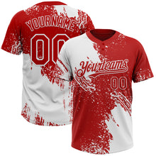 Загрузить изображение в средство просмотра галереи, Custom White Red 3D Pattern Abstract Brush Stroke Two-Button Unisex Softball Jersey
