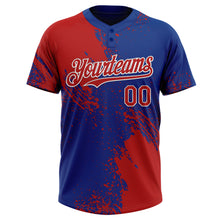 Загрузить изображение в средство просмотра галереи, Custom Red Royal-White 3D Pattern Abstract Brush Stroke Two-Button Unisex Softball Jersey
