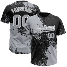 Загрузить изображение в средство просмотра галереи, Custom Gray Black-White 3D Pattern Abstract Brush Stroke Two-Button Unisex Softball Jersey
