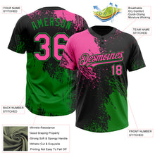 Загрузить изображение в средство просмотра галереи, Custom Black Pink-Grass Green 3D Pattern Abstract Brush Stroke Two-Button Unisex Softball Jersey
