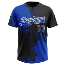 Загрузить изображение в средство просмотра галереи, Custom Black Thunder Blue-White 3D Pattern Abstract Brush Stroke Two-Button Unisex Softball Jersey
