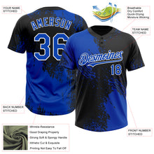 Загрузить изображение в средство просмотра галереи, Custom Black Thunder Blue-White 3D Pattern Abstract Brush Stroke Two-Button Unisex Softball Jersey
