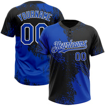 Загрузить изображение в средство просмотра галереи, Custom Black Thunder Blue-White 3D Pattern Abstract Brush Stroke Two-Button Unisex Softball Jersey
