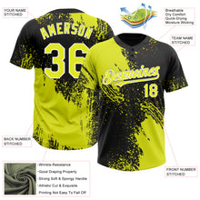 Charger l&#39;image dans la galerie, Custom Black Neon Yellow-White 3D Pattern Abstract Brush Stroke Two-Button Unisex Softball Jersey
