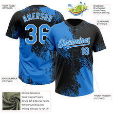 Загрузить изображение в средство просмотра галереи, Custom Black Electric Blue-White 3D Pattern Abstract Brush Stroke Two-Button Unisex Softball Jersey
