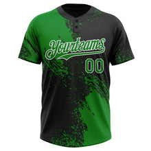 Загрузить изображение в средство просмотра галереи, Custom Black Grass Green-White 3D Pattern Abstract Brush Stroke Two-Button Unisex Softball Jersey
