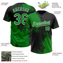 Laden Sie das Bild in den Galerie-Viewer, Custom Black Grass Green-White 3D Pattern Abstract Brush Stroke Two-Button Unisex Softball Jersey
